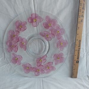 Vintage 13" Footed COLONY GLASS Dogwood Cranberry Cake Plate